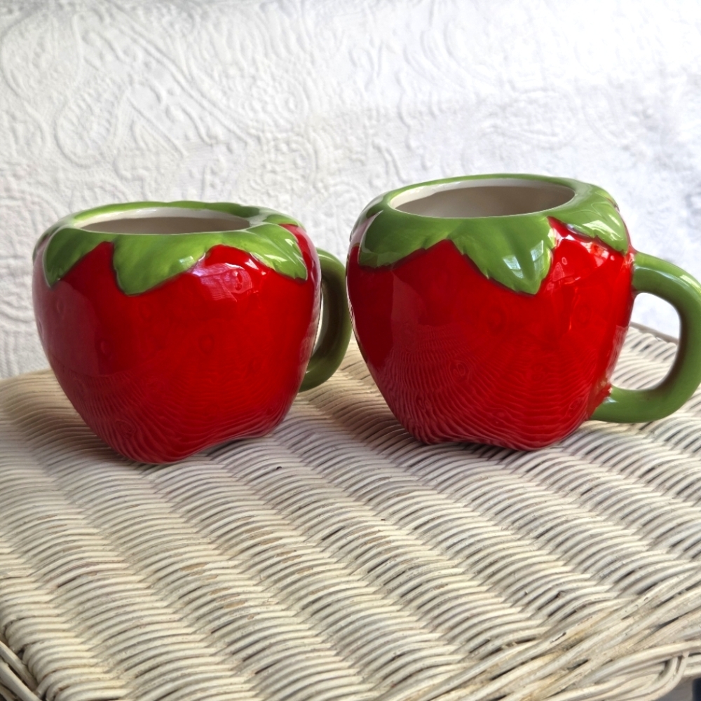 Target Bullseye's Playground Collection Set Of Two Strawberry Earthenware Mugs